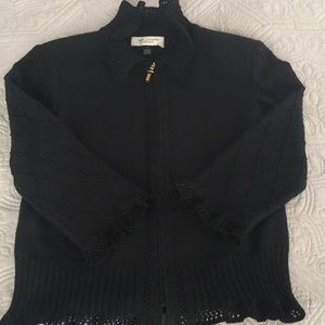 ST JOHN LEGACY Santana Knit Ruffle Cardigan